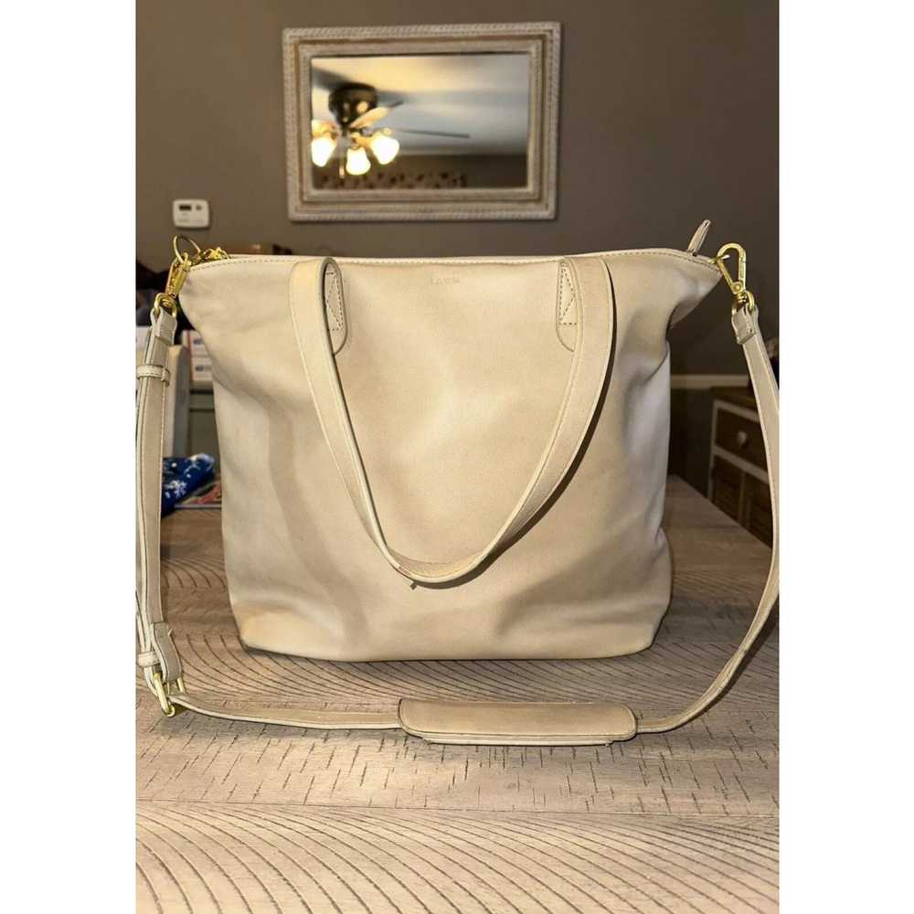 Fawn Design The Tote Bag Purse Stylish For Work Or Diaper Bag Faux Leather Gray